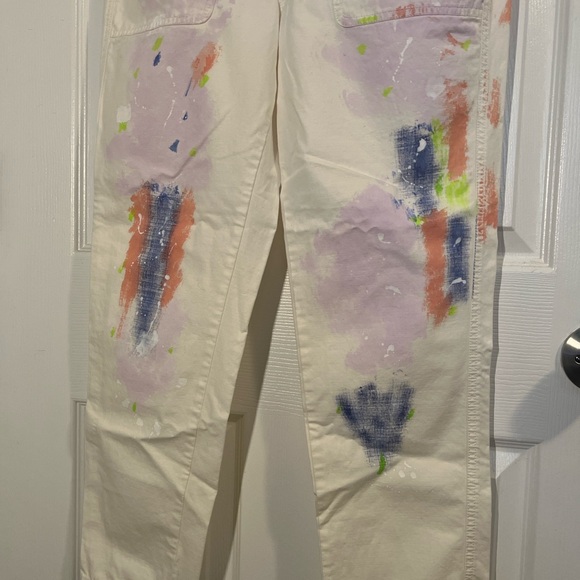 J.Crew White Paint Splatter Straight Leg Pants Size 28 Artistic Custom - Picture 3 of 7